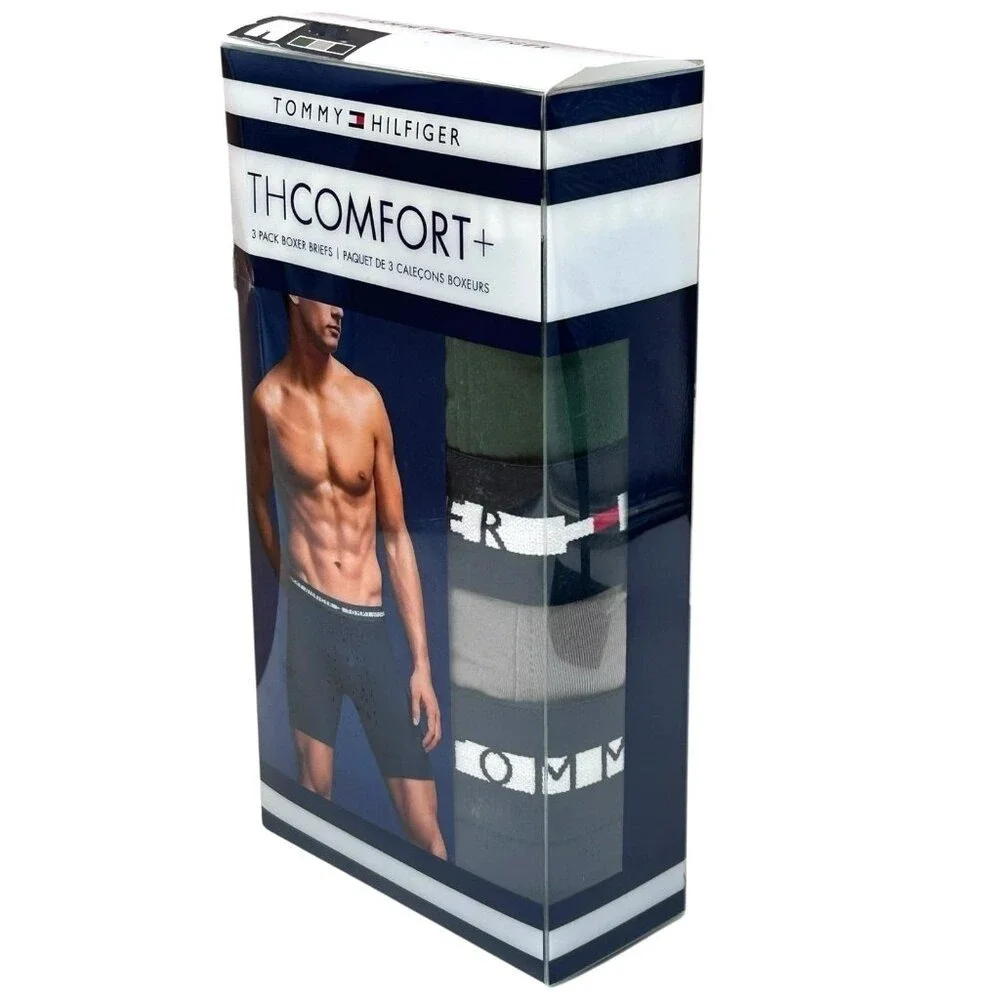 Tommy Hilfiger‎ Men's Microfiber Boxer Briefs Size M (32-34) Green Gray 3 Pack